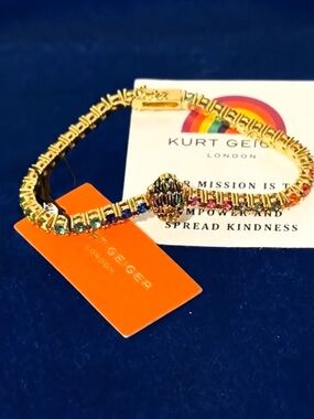 Kurt Geiger Gold Rainbow Crystal Bracelet